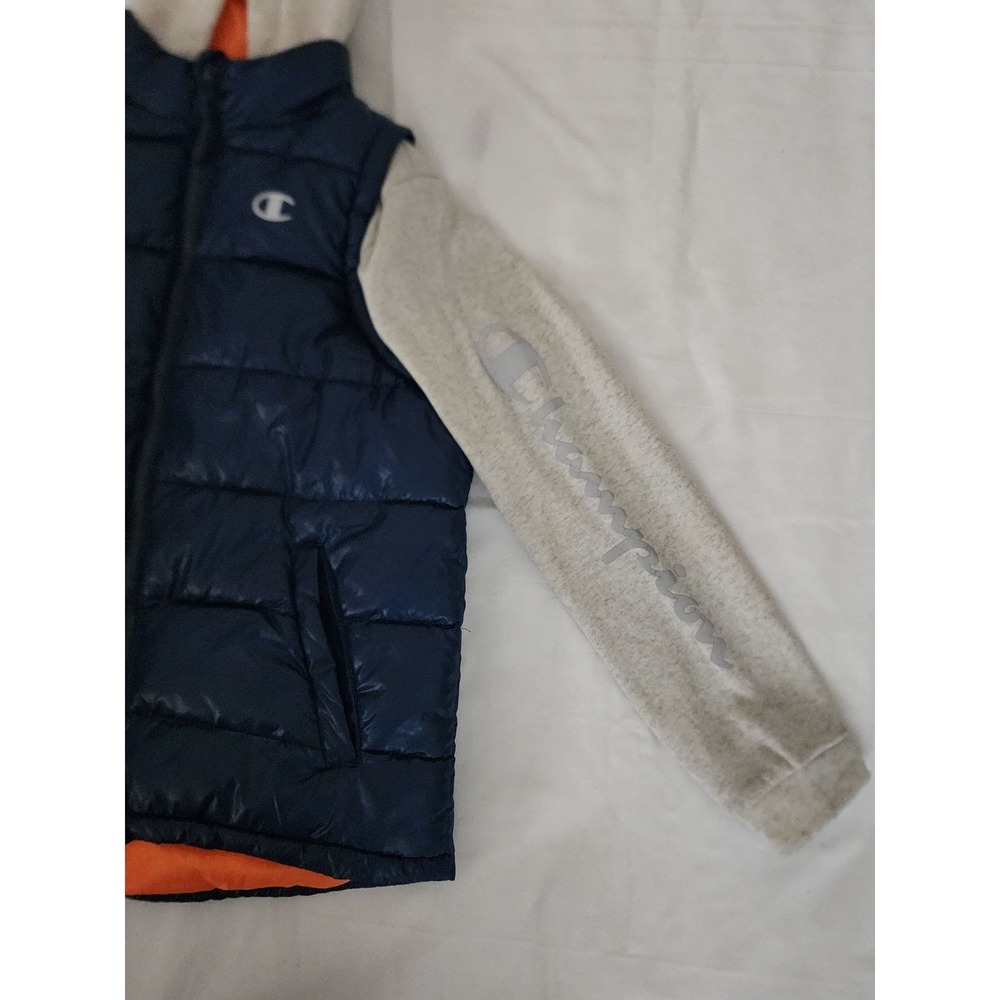 Champion Kids Activewear W/ Attached Hood & Sleeve Puffer Quilted Jacket Medium - Picture 8 of 11